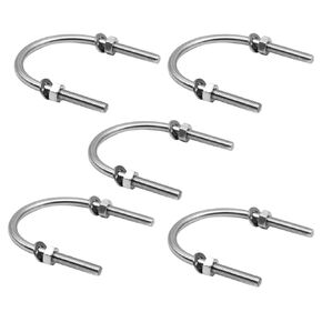 5Pcs U Shaped Bolt Fasteners, M6x51mmx71mm 304 Stainless Steel U-Bolts with Round Washer, 2"(51mm) Inner Width 71mm Length M6 U-Bolt Fastener for 49mm Pipe Dia