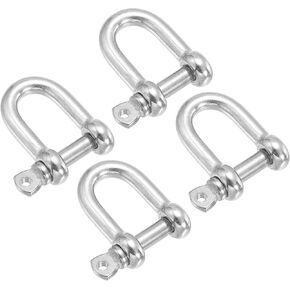 PATIKIL 3/16" / 5mm Screw Pin Shackle, 4Pcs M5 Stainless Steel D Ring Shaped Screw Shackles for Heavy Lifting Chains Outdoor Camping, Silver Tone