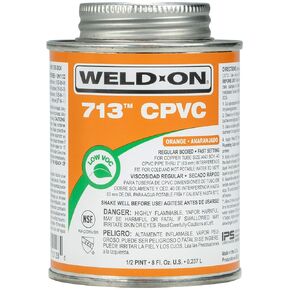 Weld-On 10129 713 CPVC Regular-Bodied High-Strength Solvent Cement - Fast-Setting and Low-VOC, Orange, 1/4 Pint (4 fl oz)