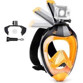 Full Face Snorkel Mask, Snorkeling Gear for Adults with Dry Top Breathing System and Detachable Camera Mount, Foldable Snorkel Mask Adult, Anti-Fog & Anti-Leak