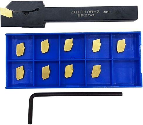 3/8 inch Shank ZQ1010R-2 Grooving Slotting Tool Cut Off Lathe Turning Tool Holder Grooving Cut-Off Tool with 10 pcs SP200 Carbide Turning Inserts Grooving Parting Blade in Saudi Arabia