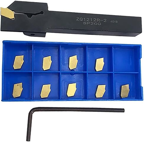 3/8 inch Shank ZQ1010R-2 Grooving Slotting Tool Cut Off Lathe Turning Tool Holder Grooving Cut-Off Tool with 10 pcs SP200 Carbide Turning Inserts Grooving Parting Blade in Saudi Arabia