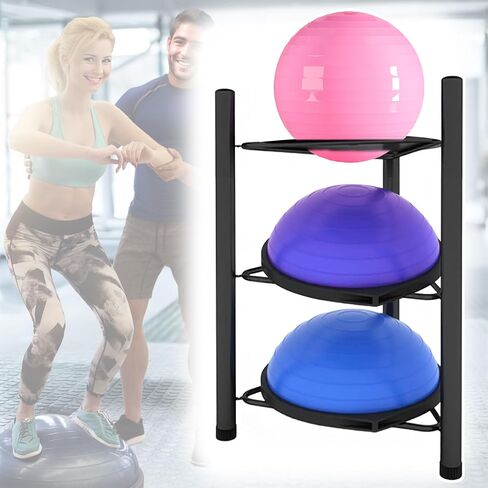 Balance Ball Half Rack 3/5 Tiers, iron Half Exercise Balls Holder for Half Ball & Yoga Ball, Home Gym Studios Standing Half Ball Balance Trainer Shelf in Saudi Arabia