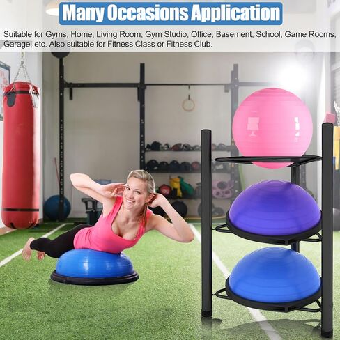 Balance Ball Half Rack 3/5 Tiers, iron Half Exercise Balls Holder for Half Ball & Yoga Ball, Home Gym Studios Standing Half Ball Balance Trainer Shelf in Saudi Arabia
