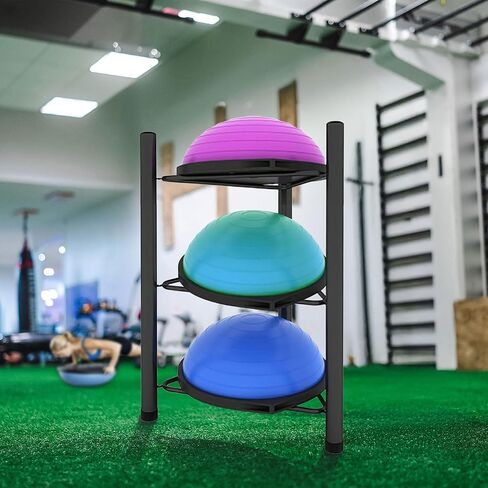 Balance Ball Half Rack 3/5 Tiers, iron Half Exercise Balls Holder for Half Ball & Yoga Ball, Home Gym Studios Standing Half Ball Balance Trainer Shelf in Saudi Arabia