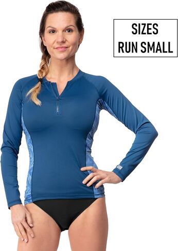 Women's Rashguard - UPF 50 UV Sun Protection - Long Sleeve Wetsuit with Full, Quarter or No Zipper - Lightweight, Quick Dry Activewear in Saudi Arabia