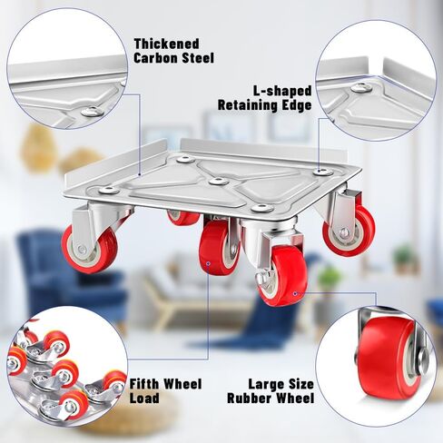 4 عبوات من محركات الأثاث شديدة التحمل مع 5 عجلات، دوران 360 درجة مع مجموعة أدوات منزلقة رافع لنقل الأجهزة الثقيلة للثلاجة والأريكة والخزانة in Kuwait