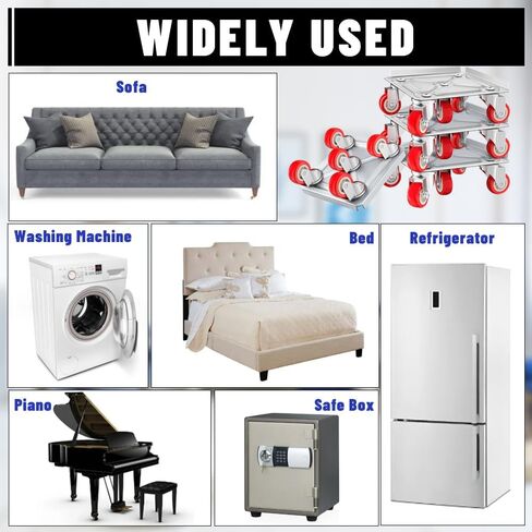 4 عبوات من محركات الأثاث شديدة التحمل مع 5 عجلات، دوران 360 درجة مع مجموعة أدوات منزلقة رافع لنقل الأجهزة الثقيلة للثلاجة والأريكة والخزانة in Kuwait