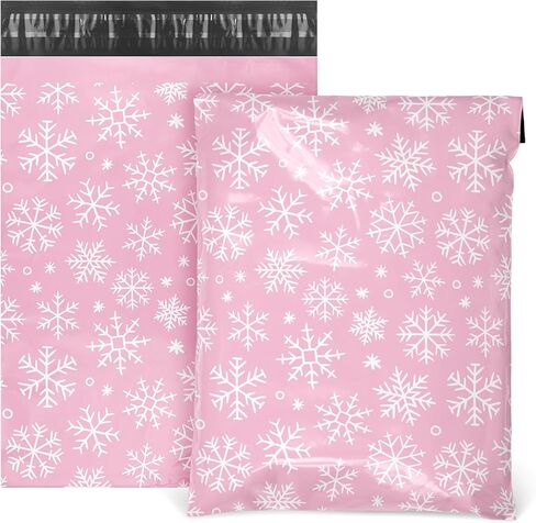 AnyDesign 100Pcs Christmas Poly Mailers 10 x 13 Inch Gold Winter Snowflake Packaging Bags Self Seal Mailing Envelope Bags for Xmas Holiday Small Business Clothing Gift in Saudi Arabia