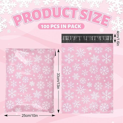 AnyDesign 100Pcs Christmas Poly Mailers 10 x 13 Inch Gold Winter Snowflake Packaging Bags Self Seal Mailing Envelope Bags for Xmas Holiday Small Business Clothing Gift in Saudi Arabia