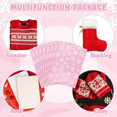 AnyDesign 100Pcs Christmas Poly Mailers 10 x 13 Inch Gold Winter Snowflake Packaging Bags Self Seal Mailing Envelope Bags for Xmas Holiday Small Business Clothing Gift in Saudi Arabia