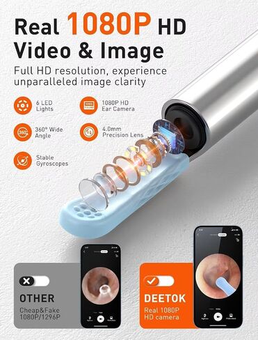 Ear Wax Removal, Ear Cleaner with Camera, Ear Wax Removal Kit with 1080P, Ear Camera Otoscope with Light, Ear Cleaning Kit for iPhone, iPad, Android Phones (Green) in Saudi Arabia