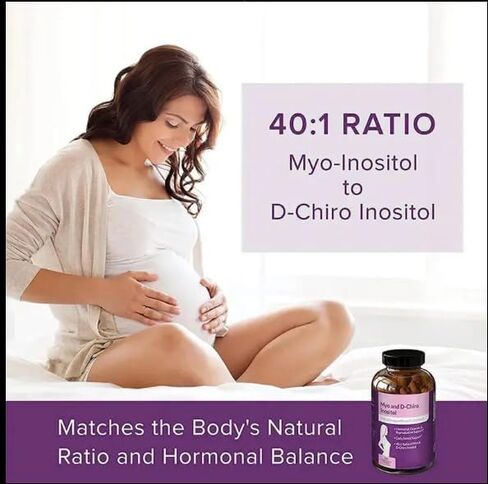 Myo- Inositol & D-Chiro Inositol Blend Capsules Women Support Inositol Capsule with Vitamin D - 40:1 Blend Ratio - Daily Women's Wellness Support – with Vitamin D & Ashwagandha (Pack of 2) in Saudi Arabia