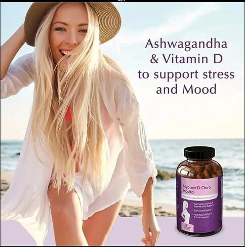 Myo- Inositol & D-Chiro Inositol Blend Capsules Women Support Inositol Capsule with Vitamin D - 40:1 Blend Ratio - Daily Women's Wellness Support – with Vitamin D & Ashwagandha (Pack of 2) in Saudi Arabia