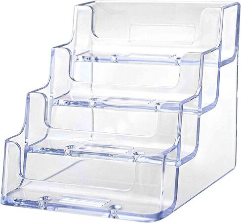 شاشة عرض حامل بطاقات العمل من ديفليكتو، متعددة المقصورات، 3-7/8 بوصة عرض × 3-1/2 بوصة ارتفاع × 4-1/8 بوصة عمق، 4 مقصورات، شفافة (70841) in Kuwait