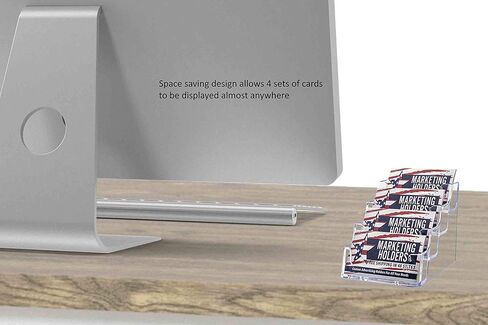 شاشة عرض حامل بطاقات العمل من ديفليكتو، متعددة المقصورات، 3-7/8 بوصة عرض × 3-1/2 بوصة ارتفاع × 4-1/8 بوصة عمق، 4 مقصورات، شفافة (70841) in Kuwait