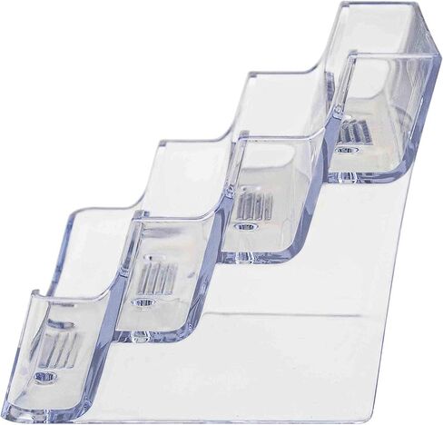 شاشة عرض حامل بطاقات العمل من ديفليكتو، متعددة المقصورات، 3-7/8 بوصة عرض × 3-1/2 بوصة ارتفاع × 4-1/8 بوصة عمق، 4 مقصورات، شفافة (70841) in Kuwait