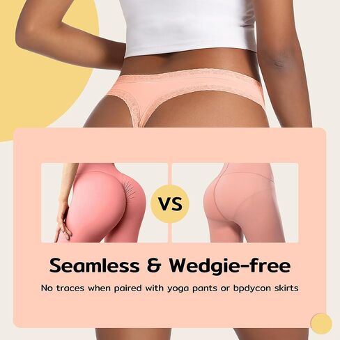 Niidor Seamless Underwear Women Pack, No Show Lace Thongs Underwear For Women, Sexy Panties G String Soft Tangas in Saudi Arabia