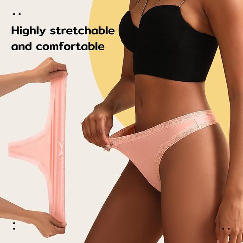 Niidor Seamless Underwear Women Pack, No Show Lace Thongs Underwear For Women, Sexy Panties G String Soft Tangas in Saudi Arabia