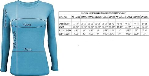 Natural Uniforms Women's Plus Size Under Scrub Tee Crew Neck Long Sleeve T-Shirt Sizes XL to 5X in Saudi Arabia