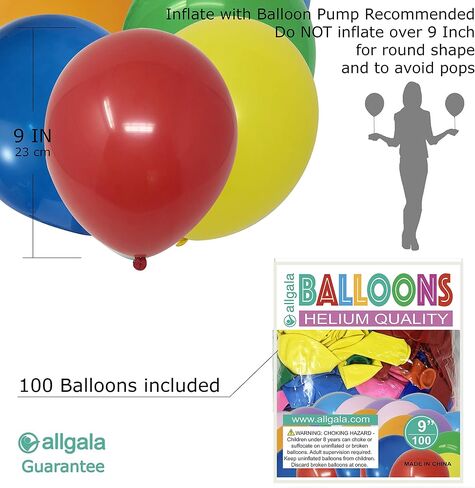 Allgala 100 عدد 9 بوصة بالونات هيليوم من اللاتكس الفاخر لأعياد الميلاد Feliz Cumpleaños وحفلات الخطوبة وحفلات الزفاف - أزرق ملكي-BL52106 in Saudi Arabia