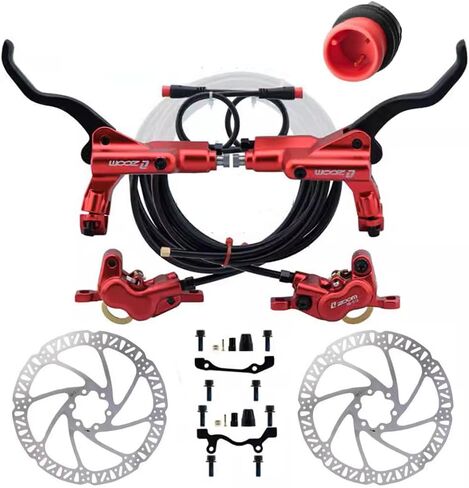 Zoom HB 876E 2-PIN/3-PIN 4-Pistons مجموعة فرامل هيدروليكية للدراجة الإلكترونية، دوارات 180 مم، رافعة الفرجار مسبقة النزف، محول التركيب in Saudi Arabia