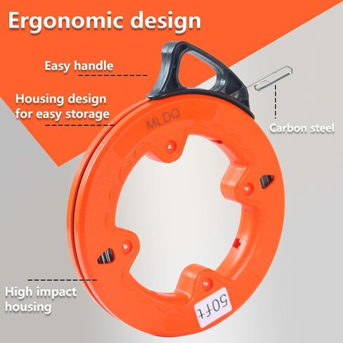 50FT x 3MM Electrical Fish Tape Wire Cable Puller Tools Wire Puller Hand Puller Non-conducting Wire with Steel Cable,Easy Handle for Wiring,Structure Cable,Electrical Conduit in Saudi Arabia