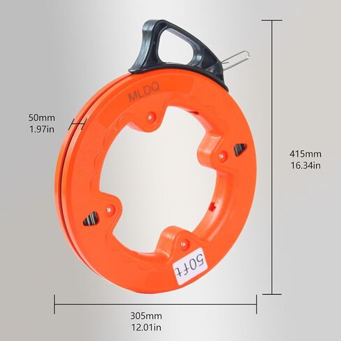 50FT x 3MM Electrical Fish Tape Wire Cable Puller Tools Wire Puller Hand Puller Non-conducting Wire with Steel Cable,Easy Handle for Wiring,Structure Cable,Electrical Conduit in Saudi Arabia