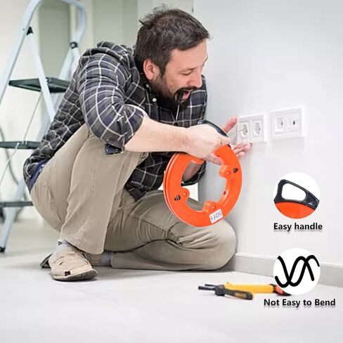 50FT x 3MM Electrical Fish Tape Wire Cable Puller Tools Wire Puller Hand Puller Non-conducting Wire with Steel Cable,Easy Handle for Wiring,Structure Cable,Electrical Conduit in Saudi Arabia