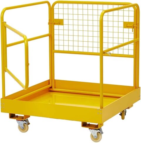 36"x36" Forklift Safety Cage, 1200LBS Capacity, Easy to Use with Guardrails, Non-Slip Floor, Mesh Safety Screen, Full-Length Pallet Socket, Lock, Versatile for Aerial Jobs in Saudi Arabia