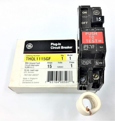 جنرال إلكتريك GETHQL1115GF GE THQL1115GF 1P 15A 120V GFCI CB، أسود in Saudi Arabia