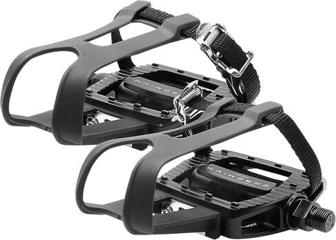 BV Bike Pedals Shimano SPD/Look Delta Compatible 9/16'' with Toe Clips - Peloton Pedals for Regular Shoes - Toe Cages for Peloton Bike - Exercise Bike Pedals - Universal Fit Bicycle Pedal in Saudi Arabia