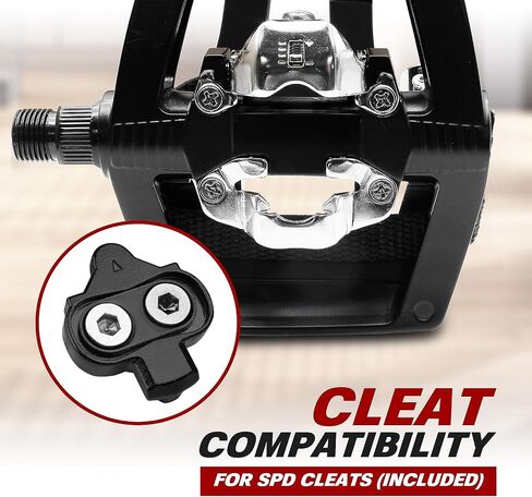BV Bike Pedals Shimano SPD/Look Delta Compatible 9/16'' with Toe Clips - Peloton Pedals for Regular Shoes - Toe Cages for Peloton Bike - Exercise Bike Pedals - Universal Fit Bicycle Pedal in Saudi Arabia