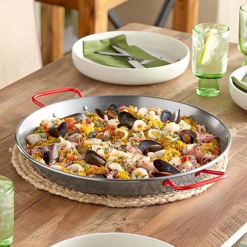 OCS Parts Pro Chef Series 14-Inch Enameled Carbon Steel Paella Pan | Heavy Duty Paella Skillet for Home and Commercial Kitchens in Saudi Arabia