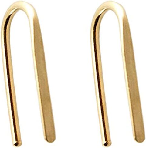 Lightweight Piercing Teardrop Hoop Earrings for Women Gold Filled Small Oval Pull Through, Gift (14K Gold Filled, Flattened-Shiny | 18 Gauge) in Kuwait