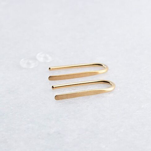 Lightweight Piercing Teardrop Hoop Earrings for Women Gold Filled Small Oval Pull Through, Gift (14K Gold Filled, Flattened-Shiny | 18 Gauge) in Kuwait