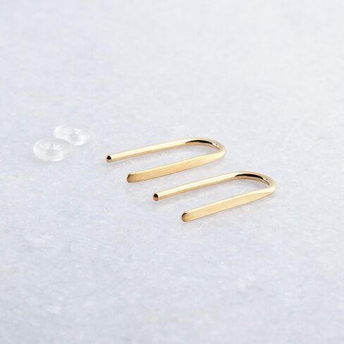 Lightweight Piercing Teardrop Hoop Earrings for Women Gold Filled Small Oval Pull Through, Gift (14K Gold Filled, Flattened-Shiny | 18 Gauge) in Kuwait