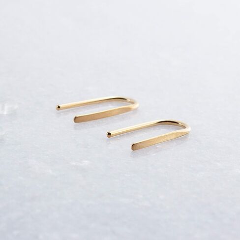 Lightweight Piercing Teardrop Hoop Earrings for Women Gold Filled Small Oval Pull Through, Gift (14K Gold Filled, Flattened-Shiny | 18 Gauge) in Kuwait