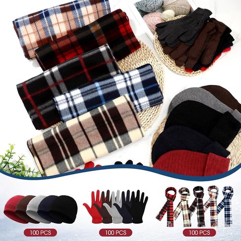 Cuffbow Unisex Winter Accessory Set Adults Winter Kit Included Cashmere Like Scarves Warm Beanie Hats Knitted Gloves in Kuwait