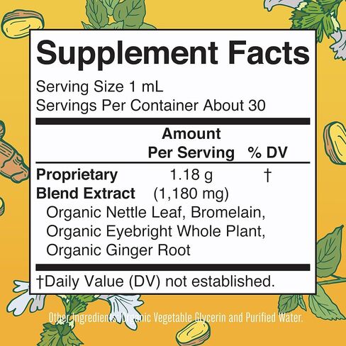 MaryRuth Organics مستخلص سائل الدعم الموسمي، مزيج عشبي من جذر الزنجبيل | بروميلين | نبات القراص العضوي | 4 مزيج عشبي| أعشاب تقليدية | غير معدل وراثيًا | نباتي | خالي من الغلوتين | 1 أونصة سائلة in Kuwait