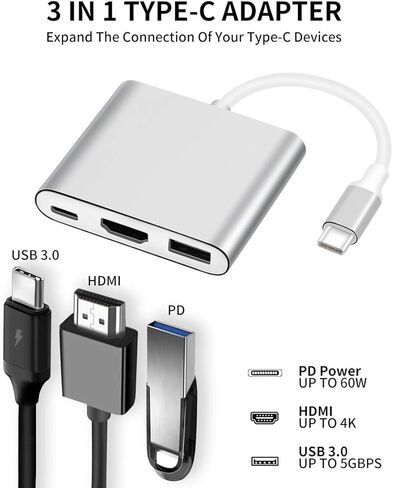 USB C to HDMI Digital AV Adapter with 100W USB C Fast Charging Port, Type C with Charging Port for Mac Book，iPad Pro,XPS 17,Galaxy,Dell，Surface Book 3 in Saudi Arabia