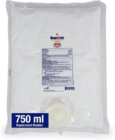 CoreTex Sun X 50+ 750 مل لوشن واقي من الشمس وموزع مثبت على الحائط - خالي من البارابين والأوكسيبنزون ​​والأوكتينوكسات - خالي من الزيوت، واقي من الشمس واسع الطيف (UVA/UVB) - مقاوم للماء والعرق حتى 80 دقيقة. in Kuwait