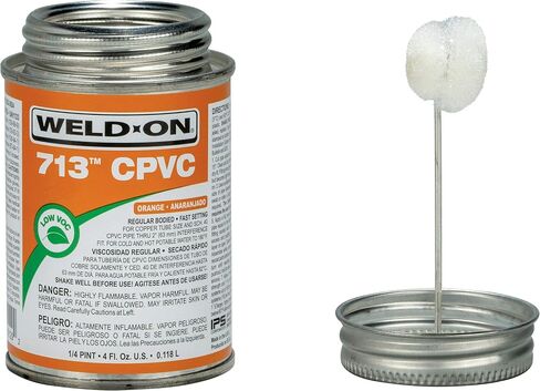 Weld-On 10129 713 CPVC Regular-Bodied High-Strength Solvent Cement - Fast-Setting and Low-VOC, Orange, 1/4 Pint (4 fl oz) in Saudi Arabia