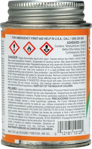 Weld-On 10129 713 CPVC Regular-Bodied High-Strength Solvent Cement - Fast-Setting and Low-VOC, Orange, 1/4 Pint (4 fl oz) in Saudi Arabia