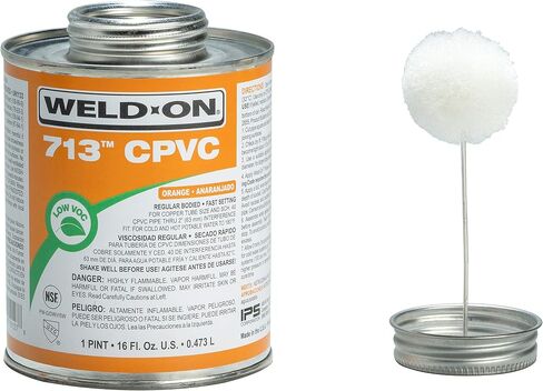 Weld-On 10129 713 CPVC Regular-Bodied High-Strength Solvent Cement - Fast-Setting and Low-VOC, Orange, 1/4 Pint (4 fl oz) in Saudi Arabia