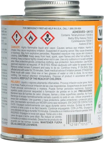 Weld-On 10129 713 CPVC Regular-Bodied High-Strength Solvent Cement - Fast-Setting and Low-VOC, Orange, 1/4 Pint (4 fl oz) in Saudi Arabia