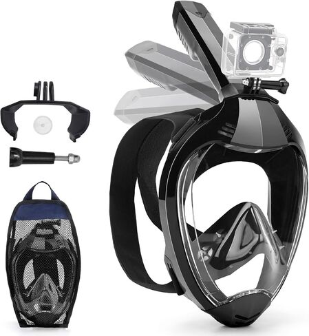 Full Face Snorkel Mask, Snorkeling Gear for Adults with Dry Top Breathing System and Detachable Camera Mount, Foldable Snorkel Mask Adult, Anti-Fog & Anti-Leak in Saudi Arabia