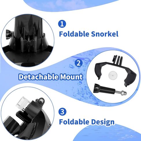 Full Face Snorkel Mask, Snorkeling Gear for Adults with Dry Top Breathing System and Detachable Camera Mount, Foldable Snorkel Mask Adult, Anti-Fog & Anti-Leak in Saudi Arabia