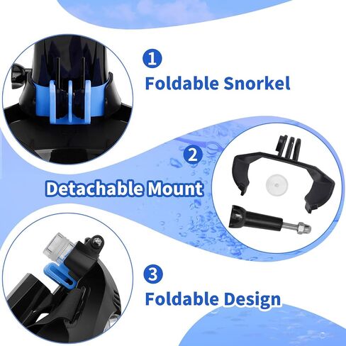 Full Face Snorkel Mask, Snorkeling Gear for Adults with Dry Top Breathing System and Detachable Camera Mount, Foldable Snorkel Mask Adult, Anti-Fog & Anti-Leak in Saudi Arabia