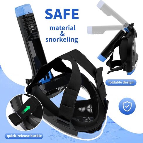 Full Face Snorkel Mask, Snorkeling Gear for Adults with Dry Top Breathing System and Detachable Camera Mount, Foldable Snorkel Mask Adult, Anti-Fog & Anti-Leak in Saudi Arabia